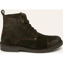 Levi's - Buty Track. Brązowe botki sznurowane Levi's®, bez wzorów, z gumy, bez obcasa, bez zapięcia. Za 449.90 zł.