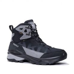 Buty sportowe trekkingowe męskie Aku Adapta Gore-tex. Czarne buty turystyczne Aku, na zimę, bez wzorów, z gore-texu, bez zapięcia, trekkingowe, gore-tex. Za 349.00 zł.