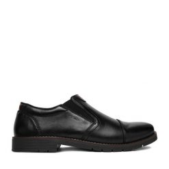 Półbuty Rieker. Czarne eleganckie półbuty Rieker, bez wzorów, bez obcasa, bez zapięcia. Za 429.99 zł.