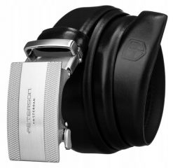 Pasek męski Peterson PTN A007 BLACK czarny. Czarne paski Peterson, bez wzorów, z jeansu. Za 79.99 zł.