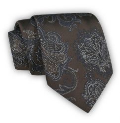 Brązowy Krawat Męski, w Kwiaty, Klasyczny, Szeroki 8 cm, Elegancki -CHATTIER. Brązowe krawaty i muchy Chattier, bez wzorów, z tkaniny. Za 49.00 zł.