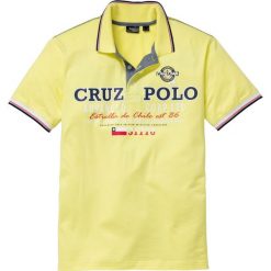 Shirt polo Regular Fit bonprix jasnożółty. Koszulki polo marki bonprix, z nadrukiem, z kontrastowym kołnierzykiem. Za 44.99 zł.