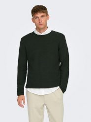 ONLY & SONS Sweter w kolorze czarnym rozmiar: XXL. Czarne swetry nierozpinane Only & Sons, xxl, bez wzorów, z bawełny, bez kołnierzyka, bez ramiączek. Za 61.60 zł.
