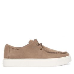 Półbuty Calvin Klein. Brązowe eleganckie półbuty CALVIN KLEIN, bez wzorów, bez obcasa, bez zapięcia. Za 649.99 zł.
