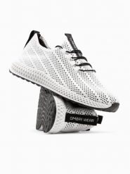 Buty męskie wsuwane sneakersy z siateczki - białe V7 OM-FOKS-0117 - 44. Białe buty sportowe casual Ombre Clothing, w ażurowe wzory, z gumy, bez zapięcia. Za 179.99 zł.