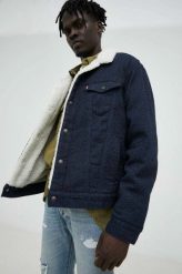 Levi's kurtka z domieszką wełny kolor granatowy przejściowa. Niebieskie kurtki Levi's®, l, bez wzorów, z wełny, bez kaptura. W wyprzedaży za 289.99 zł.