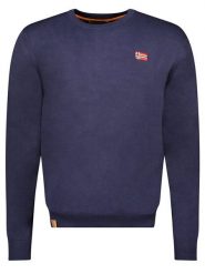 Geographical Norway Sweter w kolorze granatowym rozmiar: XL. Niebieskie swetry nierozpinane Geographical Norway, xl, bez wzorów, bez kołnierzyka, bez ramiączek. Za 87.81 zł.