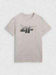 4F Koszulka w kolorze jasnoszarym rozmiar: M. Szare bezrękawniki 4F, m, bez wzorów, z bawełny, bez kołnierzyka, bez ramiączek. Za 43.88 zł.