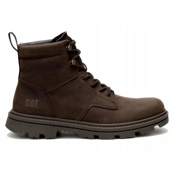 Buty męskie sportowe do chodzenia Caterpillar PRACTITIONER MID BOOTS. Brązowe buty do biegania CATerpillar, bez wzorów, bez zapięcia, trekkingowe. W wyprzedaży za 429.00 zł.