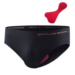 Slipy pod szorty na rower 3D z wkładką Męskie. Czarne slipki Brubeck, m, bez wzorów, z elastanu. Za 99.99 zł.