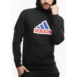 Adidas bluza męska sportowa z kapturem hoodie logo roz. XXL. Czarne bluzy z kapturem Adidas, m, bez wzorów, z bawełny, z kapturem. Za 263.00 zł.