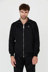 PHILIPP PLEIN Czarna bluza dresowa Jogging Zipped Jacket. Czarne bluzy Philipp Plein, m, bez wzorów, z dresówki, bez kaptura. W wyprzedaży za 2,299.99 zł.