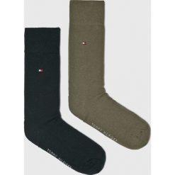 Tommy Hilfiger - Skarpety (2-pack). Zielone skarpety Tommy Hilfiger, bez wzorów, z bawełny. W wyprzedaży za 47.90 zł.