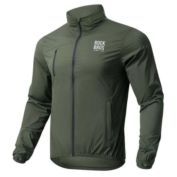 Kurtka z kapturem odblaskowa z kieszeniami na rower. Zielone kurtki ROCKBROS, l, bez wzorów, z materiału, z kapturem. Za 429.99 zł.
