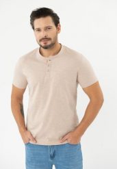 T-shirt z stójką TM-LAB. Brązowe t-shirty Volcano, l, bez wzorów, z bawełny, bez kołnierzyka, bez ramiączek. Za 79.99 zł.