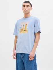 Jack & Jones Koszulka "Porto" w kolorze błękitnym rozmiar: M. Niebieskie bezrękawniki Jack & Jones, m, bez wzorów, z bawełny, bez kołnierzyka, bez ramiączek. Za 48.62 zł.