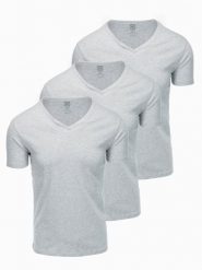 Zestaw koszulek bawełnianych V-NECK 3-pak - szary melanż V10 - Rozmiar: XXL. Szare t-shirty Ombre Clothing, m, z aplikacjami, z bawełny, bez kołnierzyka, bez ramiączek. W wyprzedaży za 82.49 zł.