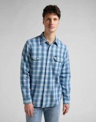 LEE WORKER SHIRT MĘSKA KOSZULA W KRATĘ DŁUGI RĘKAW INDIGO L68HOKDK 112145424. Niebieskie koszule Lee, l, bez wzorów, bez kołnierzyka, bez ramiączek. Za 129.99 zł.