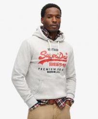 Superdry Bluza z kapturem Duo Vintage Logo z recyklingowanego poliestru –. Szare bluzy z kapturem Superdry, m, bez wzorów, z bawełny, z kapturem. Za 378.40 zł.
