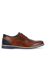 Rieker Półbuty 12505-24 Brązowy. Brązowe eleganckie półbuty Rieker, bez wzorów, ze skóry, bez obcasa, bez zapięcia. Za 339.99 zł.