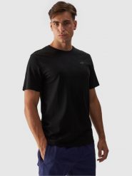 4F T-shirt regular gładki męski - czarny S. Czarne t-shirty 4F, m, bez wzorów, z bawełny, bez kołnierzyka, bez ramiączek. Za 49.99 zł.