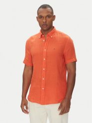 Tommy Hilfiger Koszula MW0MW35207 Pomarańczowy Regular Fit. Brązowe koszule Tommy Hilfiger, m, bez wzorów, ze lnu, bez kołnierzyka, bez ramiączek. Za 349.99 zł.