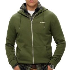 Zwykła bluza z kapturem Superdry. Zielone bluzy z kapturem Superdry, m, bez wzorów, z bawełny, z kapturem. Za 349.40 zł.