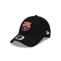 Czapka baseballowa 9Forty FC Barcelona Core. Czarne czapki z daszkiem New Era, bez wzorów, z bawełny. Za 119.99 zł.