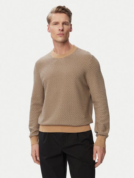 BOSS Sweter H-Lofranco 50565565 Beżowy Regular Fit. Brązowe swetry rozpinane Boss, m, bez wzorów, z bawełny, bez kołnierzyka, bez ramiączek. Za 699.99 zł.