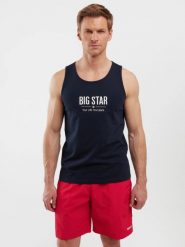 Koszulka męska bez rękawów granatowa Richard 403. Niebieskie bezrękawniki BIG STAR, bez wzorów, z dzianiny, bez ramiączek, na fitness i siłownię. Za 79.99 zł.