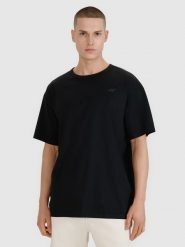 4F T-shirt oversize gładki męski - czarny 3XL. Czarne t-shirty 4F, m, bez wzorów, z bawełny, bez kołnierzyka, bez ramiączek. Za 79.99 zł.