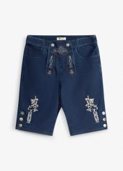 Bermudy w ludowym stylu z denimu dresowego z gumką w pasie. Niebieskie jeansy bonprix, m. Za 179.99 zł.