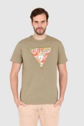 GUESS T-shirt zielony slim fit. Zielone t-shirty Guess, l, z aplikacjami, bez kołnierzyka, bez ramiączek. W wyprzedaży za 129.99 zł.