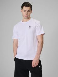 4F T-shirt regular gładki męski - biały XL. Białe t-shirty 4F, m, bez wzorów, z bawełny, bez kołnierzyka, bez ramiączek. Za 59.99 zł.