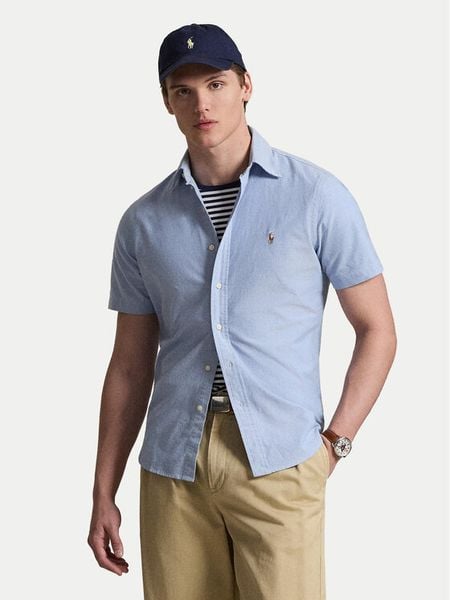 Polo Ralph Lauren Koszula 710850782001 Błękitny Custom Fit. Niebieskie koszule Polo Ralph Lauren, m, bez wzorów, z bawełny, bez kołnierzyka, bez ramiączek. Za 609.99 zł.