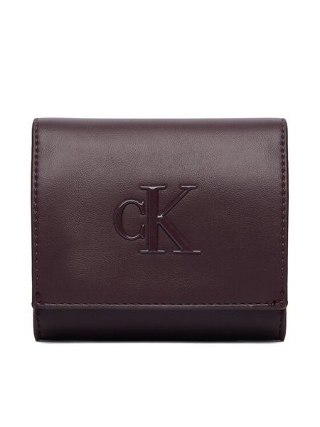 Calvin Klein Portfel Bold Ck Medium Bifold LV04F1156G Bordowy. Czerwone portfele CALVIN KLEIN, bez wzorów, ze skóry. Za 249.99 zł.