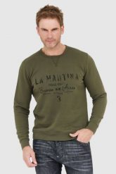 LA MARTINA Zielona bluza męska z vintage logo. Zielone bluzy La Martina, l, bez wzorów, bez kaptura. W wyprzedaży za 259.99 zł.