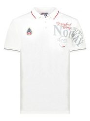 Geographical Norway Koszulka polo "Adventure" w kolorze białym rozmiar: S. Białe koszulki polo sportowe Geographical Norway, s, bez wzorów, z bawełny, bez kołnierzyka, bez ramiączek. Za 65.85 zł.