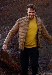 Pikowana kurtka męska J-BARTLEY. Żółte kurtki Volcano, l, bez wzorów, z materiału, bez kaptura. Za 299.99 zł.