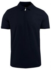 Dzianinowe Polo - Dekolt na Zamek - Brave Soul - Granat. Niebieskie koszulki polo Brave Soul, l, bez wzorów, z dzianiny, bez kołnierzyka, bez ramiączek. Za 99.00 zł.