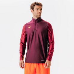 Bluza piłkarska Kipsta Viralto Wavy Club na krótki suwak. Czerwone bluzy KIPSTA, s, bez wzorów, z elastanu, bez kaptura. Za 129.99 zł.