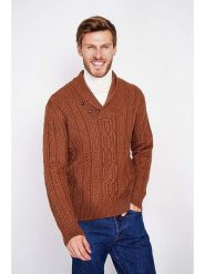 C& Jo Sweter w kolorze jasnobrązowym rozmiar: 50. Brązowe swetry nierozpinane C& Jo, bez wzorów, ze splotem, bez kołnierzyka, bez ramiączek. Za 152.99 zł.