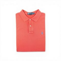 Second life - Męska czerwona koszulka polo z krótkim rękawem - Stan dobry. Czerwone koszulki polo RALPH LAUREN, m, bez wzorów, bez kołnierzyka, bez ramiączek, na golfa. Za 106.46 zł.