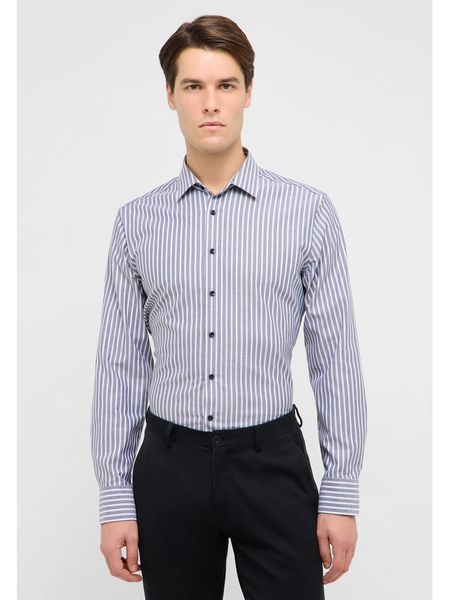 Eterna Koszula - Slim fit - w kolorze biało-szarym rozmiar: 43. Szare koszule Eterna, bez wzorów, z bawełny, bez kołnierzyka, bez ramiączek. Za 118.28 zł.