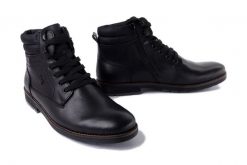 RIEKER TEX F4544-00 black, trzewiki męskie. Czarne botki sznurowane Rieker, na zimę, bez wzorów, bez obcasa, bez zapięcia. Za 459.90 zł.