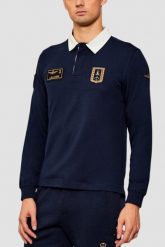 AERONAUTICA MILITARE Granatowy bawełniany męski longsleeve polo, Rozmiar XL. Niebieskie bluzki z długim rękawem Aeronautica Militare, m, bez wzorów, z bawełny, bez kołnierzyka, bez ramiączek. Za 699.99 zł.