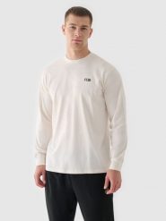 4F Longsleeve oversize z nadrukiem męski - biały L. Białe bluzki z długim rękawem 4F, l, bez wzorów, z bawełny, bez kołnierzyka, bez ramiączek. W wyprzedaży za 39.99 zł.
