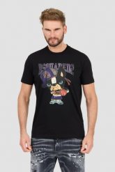 DSQUARED2 Czarny t-shirt Cool Fit Tee. Czarne t-shirty Dsquared2, l, bez wzorów, bez kołnierzyka, bez ramiączek. W wyprzedaży za 799.99 zł.