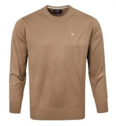 Klasyczny Wełniany Sweter, Okrągły Dekolt (U-Neck) - Pako Jeans - Beżowy. Brązowe swetry rozpinane Pako Jeans, m, bez wzorów, z jeansu, bez kołnierzyka, bez ramiączek. Za 169.00 zł.