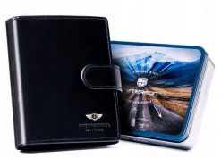 Portfel skórzany PETERSON PTN 22309L-VT czarny. Czarne portfele Peterson, bez wzorów. Za 105.99 zł.